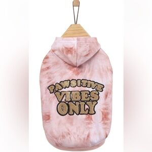 Frisco Pawsitive Vibes Only Dog Cat Hoodie Pink Tie Dye Pullover Pet Apparel